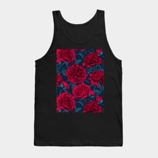 Night peony garden in red and blue Tank Top